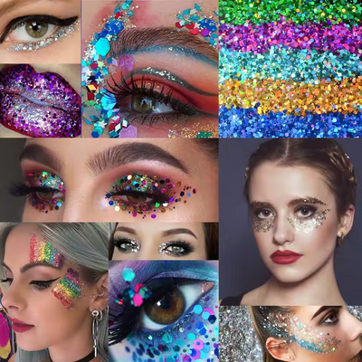 Kreativt glitterpulver til neglekunst tilbehør flaske 8g uregelmæssige pailletter laser blandet neglelak glitter