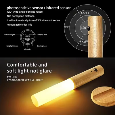 Intelligent natlampe med menneskekropssensor LED-skrivebordslampe uden stansning korridor natlampe opladning væglampe udendørs nødsituation
