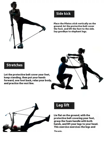 Pilates-bar multifunktionel fitnessstang yoga Pilates-udstyr til hjemmebrug elastisk træningstræning hofte-træning spændingsreb