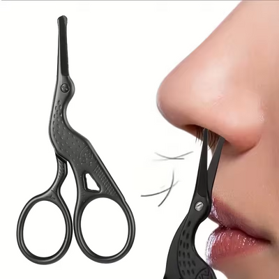 Næsehårssaks med rundt hoved i rustfrit stål Stork Type BeautyScissors til øjenbryn Næsehårssaks Skægsaks Ørehårssaks Øjenbrynssaks
