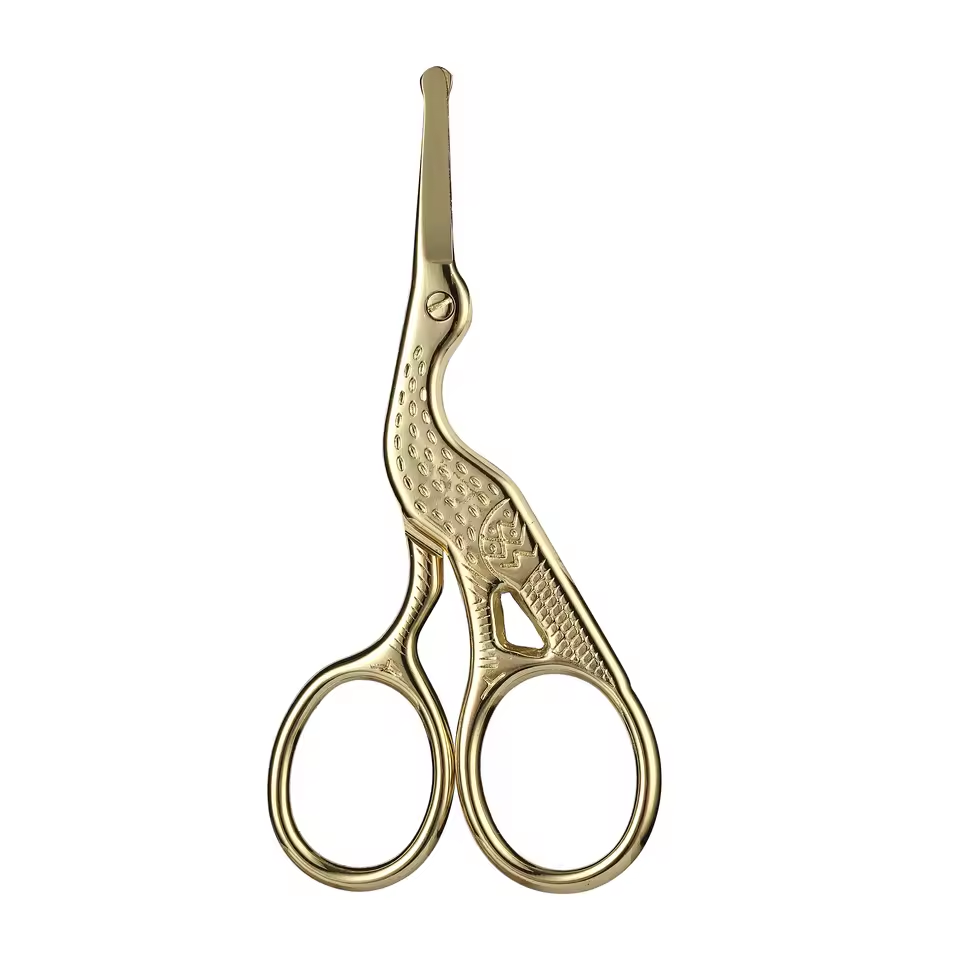 Næsehårssaks med rundt hoved i rustfrit stål Stork Type BeautyScissors til øjenbryn Næsehårssaks Skægsaks Ørehårssaks Øjenbrynssaks
