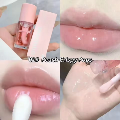 Vandlys læbepomade fugtighedscreme, transparent gelé-spejl, frugtkrystal læbeolie, klar fugtgivende, plumpende koreansk læbepleje makeup