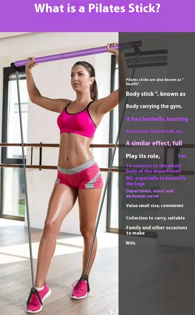 Pilates-bar multifunktionel fitnessstang yoga Pilates-udstyr til hjemmebrug elastisk træningstræning hofte-træning spændingsreb