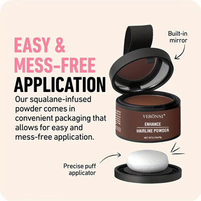 Hairline Shadow Powder, pletfri, skjuler øjeblikkeligt hårgrænse og hårrødder, vandtæt hårlinjepudderfiller til et naturligt look, med plantesqualane.