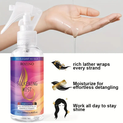 100 Ml Hårglatt Spray, En Must-Have Til Kvinder, Giver Blødt Dybdt Næringsgivende, Tilbyder Dybdt Pleje Som En Hårmaske, En Flaske Spray Lader Dig Nyde I Silkefølende Hår, En Essentiel Gave Til Ferie
