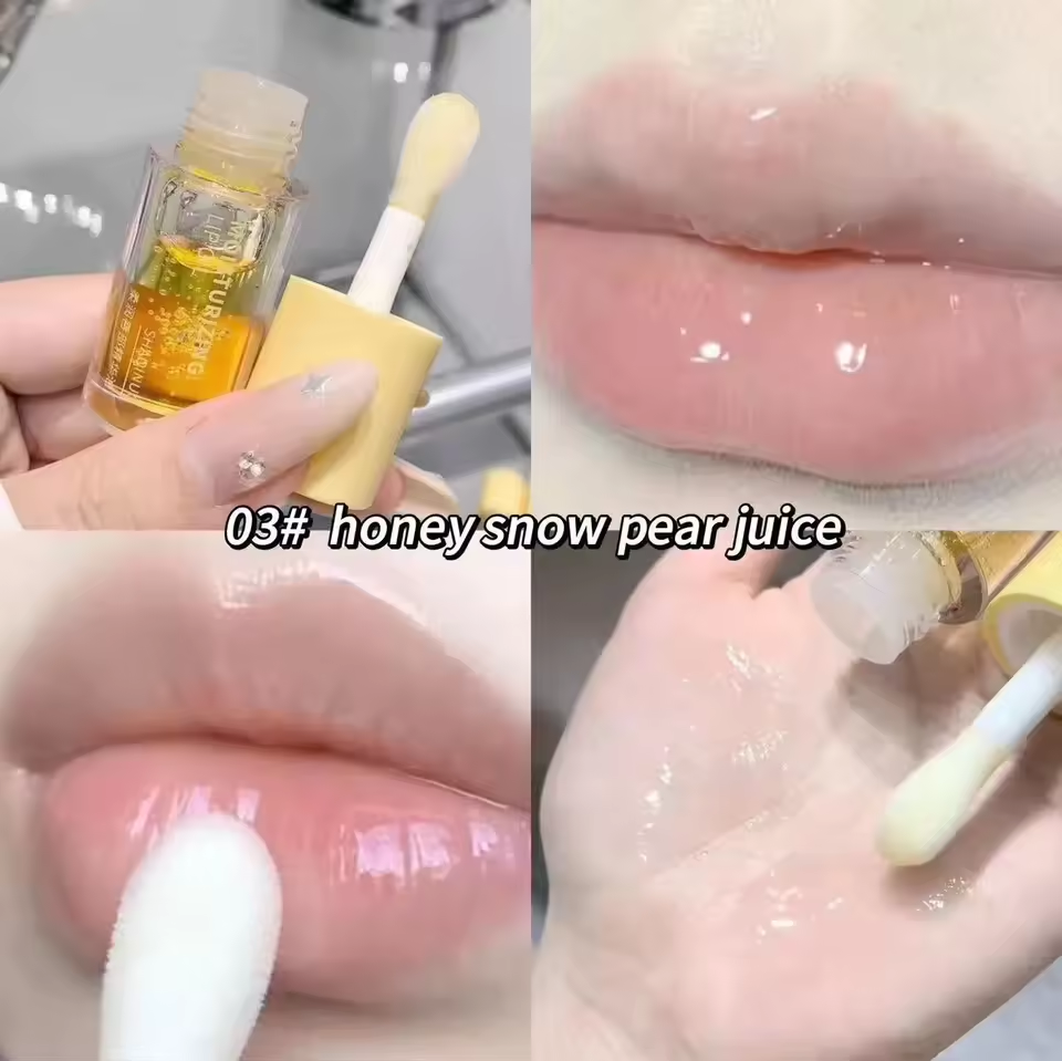 Vandlys læbepomade fugtighedscreme, transparent gelé-spejl, frugtkrystal læbeolie, klar fugtgivende, plumpende koreansk læbepleje makeup
