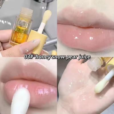 Vandlys læbepomade fugtighedscreme, transparent gelé-spejl, frugtkrystal læbeolie, klar fugtgivende, plumpende koreansk læbepleje makeup