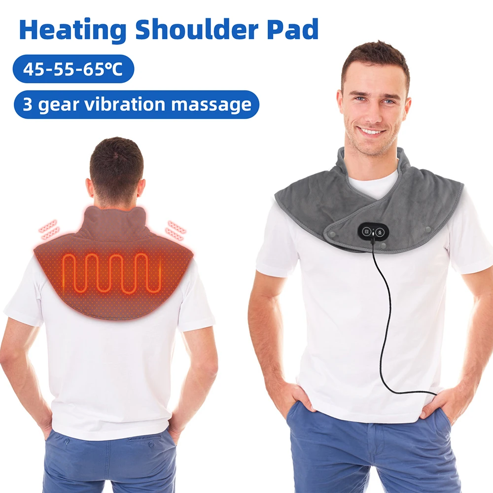 Elektrisk Nakke- og Skuldermassage Sjæle – Skuldervibrationsmassager med Varme – Varmende Tørklæde til Nakke, Skulder og Ryg
