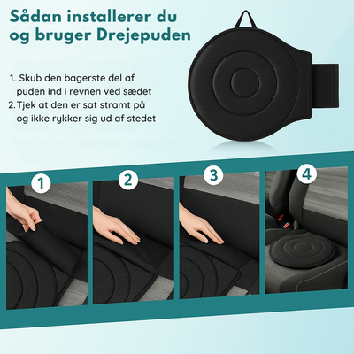 SpinComfort™ - Drejepude til bil og seng (Sort)