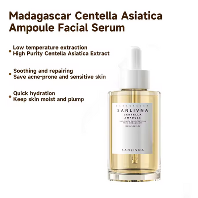 Madagascar Centella Asiatica Ampul Ansigtsserum, Fugtgivende, Opstrammende og Perfekt til Sensitiv og Acne-udsat Hud – Koreansk Glas Hud.